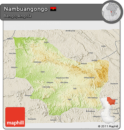 Physical 3D Map of Nambuangongo, shaded relief outside