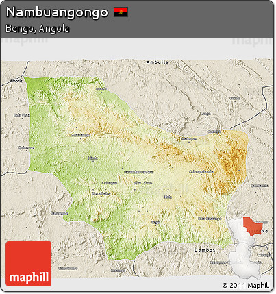 Physical 3D Map of Nambuangongo, shaded relief outside
