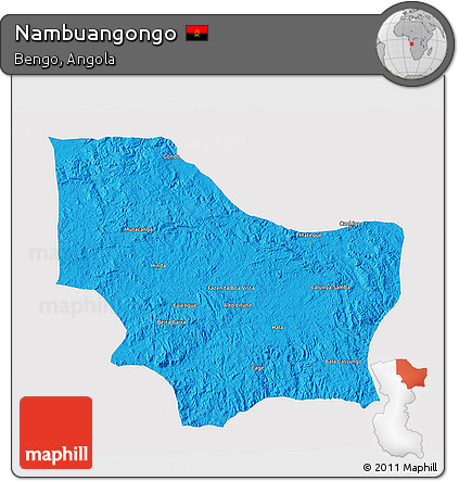 Political 3D Map of Nambuangongo, single color outside