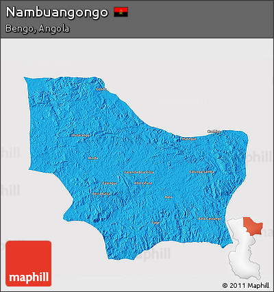 Political 3D Map of Nambuangongo, single color outside