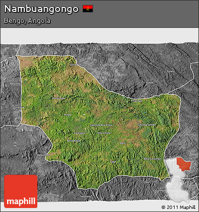 Satellite 3D Map of Nambuangongo, desaturated