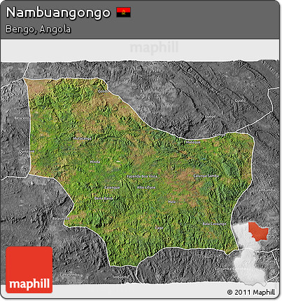 Satellite 3D Map of Nambuangongo, desaturated