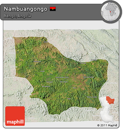 Satellite 3D Map of Nambuangongo, lighten