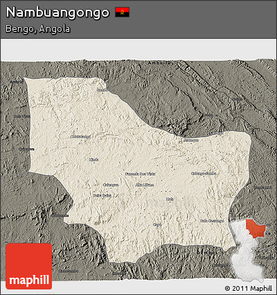 Shaded Relief 3D Map of Nambuangongo, darken