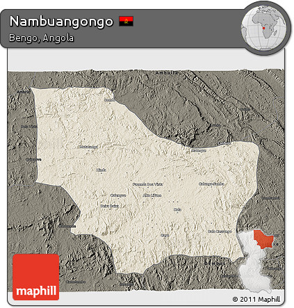 Shaded Relief 3D Map of Nambuangongo, darken