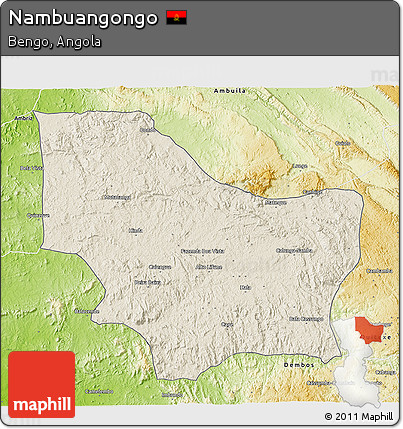 Shaded Relief 3D Map of Nambuangongo, physical outside