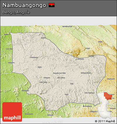 Shaded Relief 3D Map of Nambuangongo, physical outside