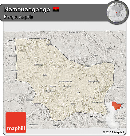 Shaded Relief 3D Map of Nambuangongo, semi-desaturated