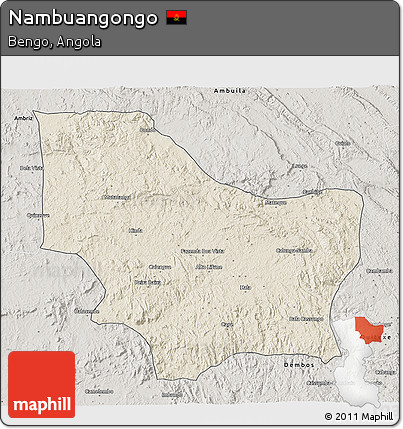 Shaded Relief 3D Map of Nambuangongo, semi-desaturated