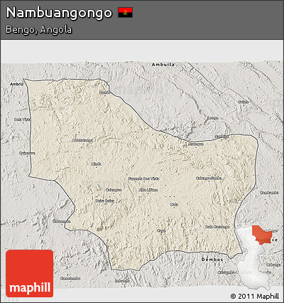 Shaded Relief 3D Map of Nambuangongo, semi-desaturated