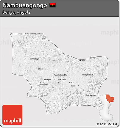 Silver Style 3D Map of Nambuangongo, single color outside