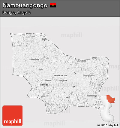 Silver Style 3D Map of Nambuangongo, single color outside