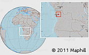 Gray Location Map of Nambuangongo, within the entire country, hill shading
