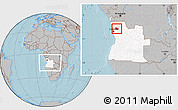 Gray Location Map of Nambuangongo, highlighted country, within the entire country, hill shading