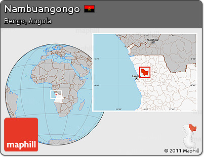 Gray Location Map of Nambuangongo, highlighted country
