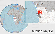 Gray Location Map of Nambuangongo, highlighted country, highlighted parent region, hill shading