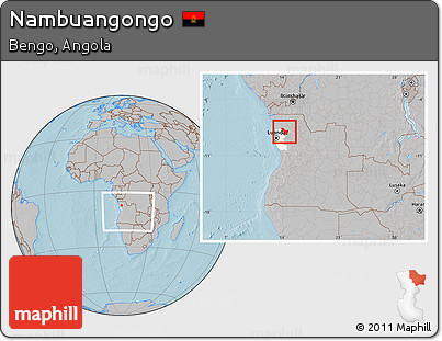 Gray Location Map of Nambuangongo, highlighted parent region, within the entire country, hill shading