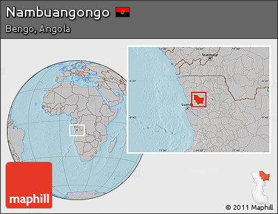 Gray Location Map of Nambuangongo, hill shading