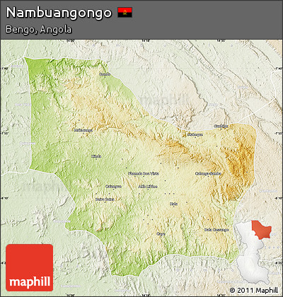 Physical Map of Nambuangongo, lighten