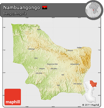 Physical Map of Nambuangongo, single color outside