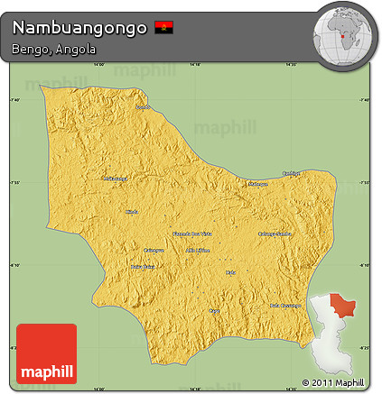 Savanna Style Map of Nambuangongo, single color outside