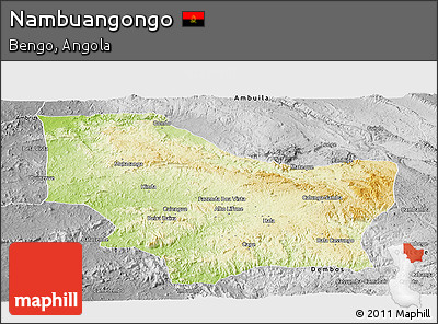 Physical Panoramic Map of Nambuangongo, desaturated