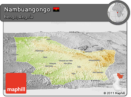 Physical Panoramic Map of Nambuangongo, desaturated