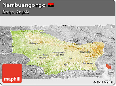 Physical Panoramic Map of Nambuangongo, desaturated