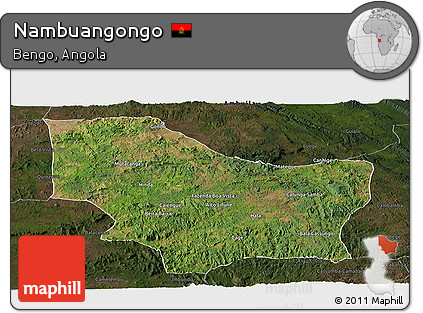 Satellite Panoramic Map of Nambuangongo, darken