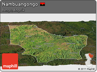 Satellite Panoramic Map of Nambuangongo, darken