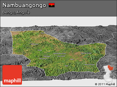 Satellite Panoramic Map of Nambuangongo, desaturated
