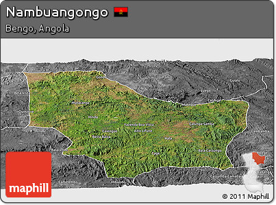 Satellite Panoramic Map of Nambuangongo, desaturated