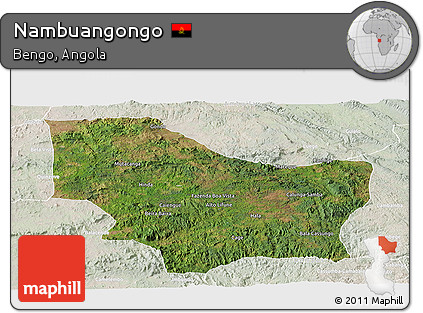 Satellite Panoramic Map of Nambuangongo, lighten