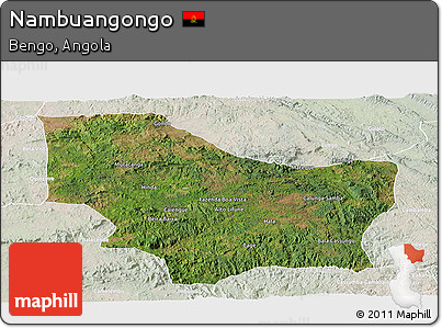 Satellite Panoramic Map of Nambuangongo, lighten