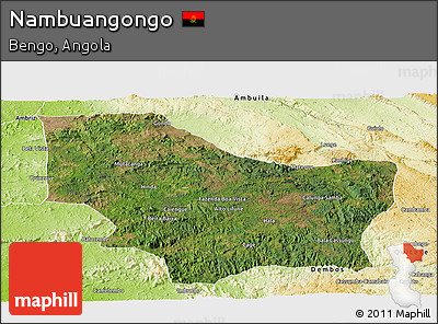 Satellite Panoramic Map of Nambuangongo, physical outside