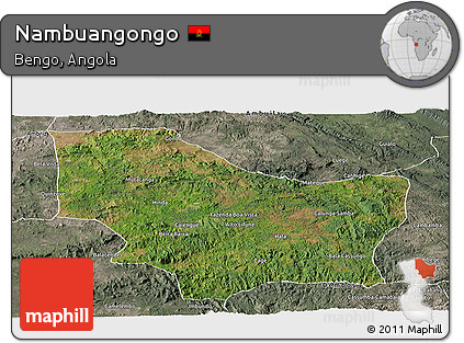 Satellite Panoramic Map of Nambuangongo, semi-desaturated