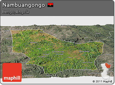Satellite Panoramic Map of Nambuangongo, semi-desaturated