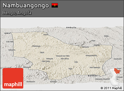 Shaded Relief Panoramic Map of Nambuangongo, semi-desaturated