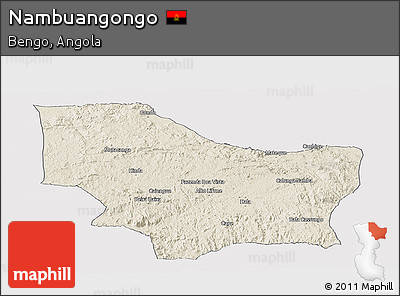 Shaded Relief Panoramic Map of Nambuangongo, single color outside