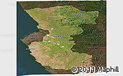 Satellite Panoramic Map of Bengo, darken