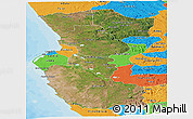 Satellite Panoramic Map of Bengo, political outside