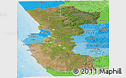 Satellite Panoramic Map of Bengo, political shades outside