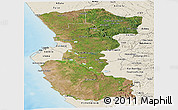 Satellite Panoramic Map of Bengo, shaded relief outside