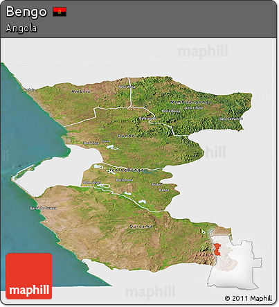 Satellite Panoramic Map of Bengo, single color outside