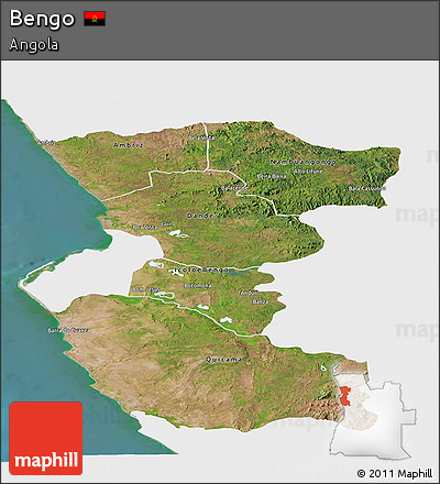 Satellite Panoramic Map of Bengo, single color outside