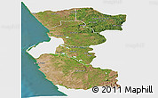 Satellite Panoramic Map of Bengo, single color outside