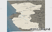 Shaded Relief Panoramic Map of Bengo, darken