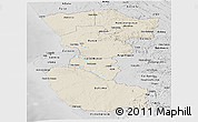 Shaded Relief Panoramic Map of Bengo, desaturated