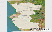 Shaded Relief Panoramic Map of Bengo, satellite outside