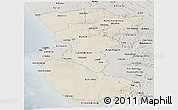 Shaded Relief Panoramic Map of Bengo, semi-desaturated